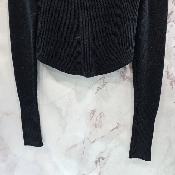 Cabi Sweater Womens Small Black Cropped Ribbed Prep Pullover Cotton Lightweight - Picture 7 of 9